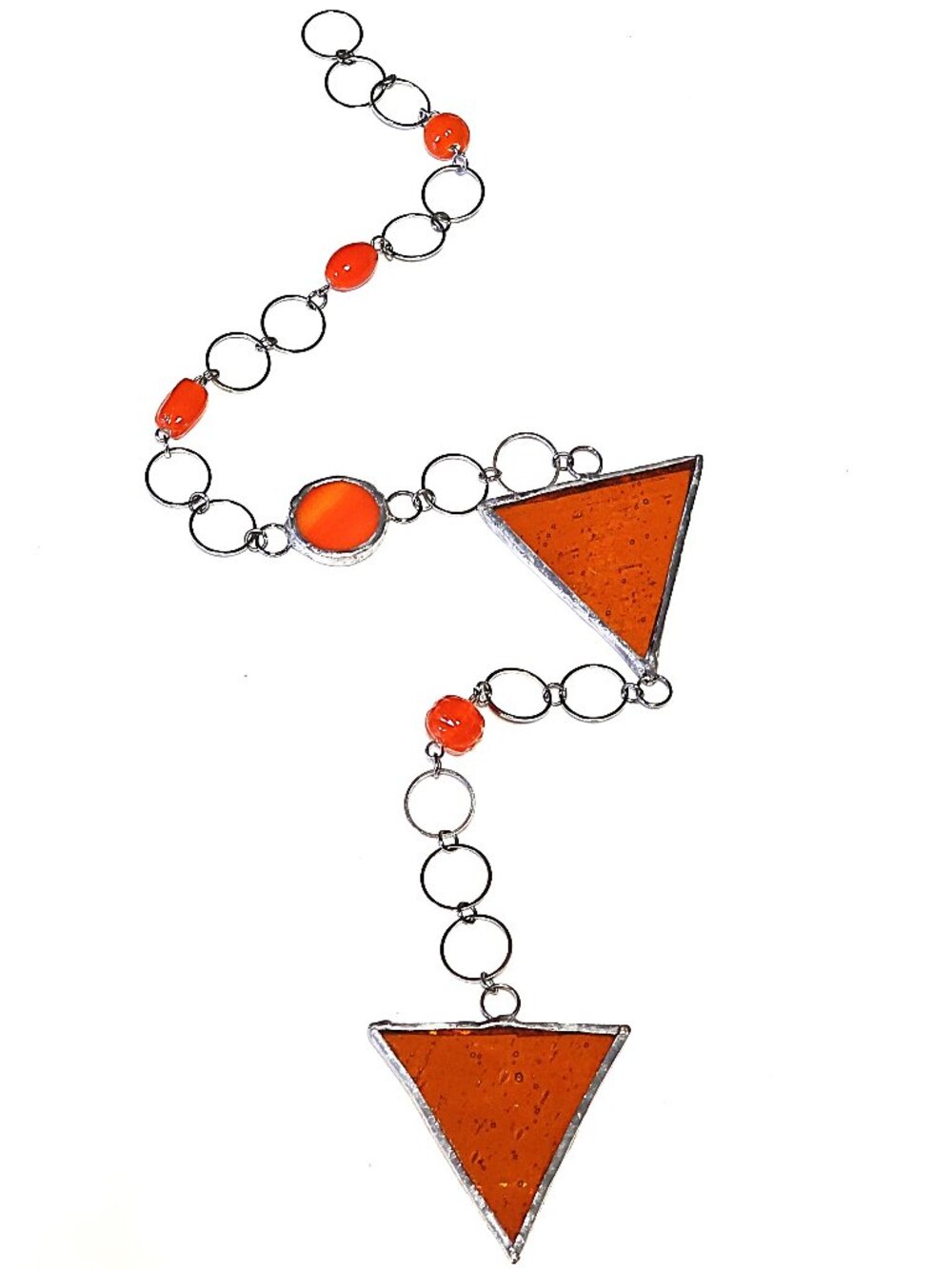 Orange stained glass beaded suncatcher